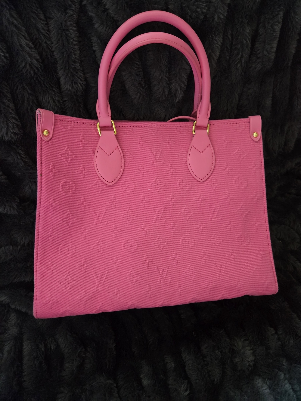 Neon Pink Embossed Tote With 2 Strap Options - Picture 5 of 11